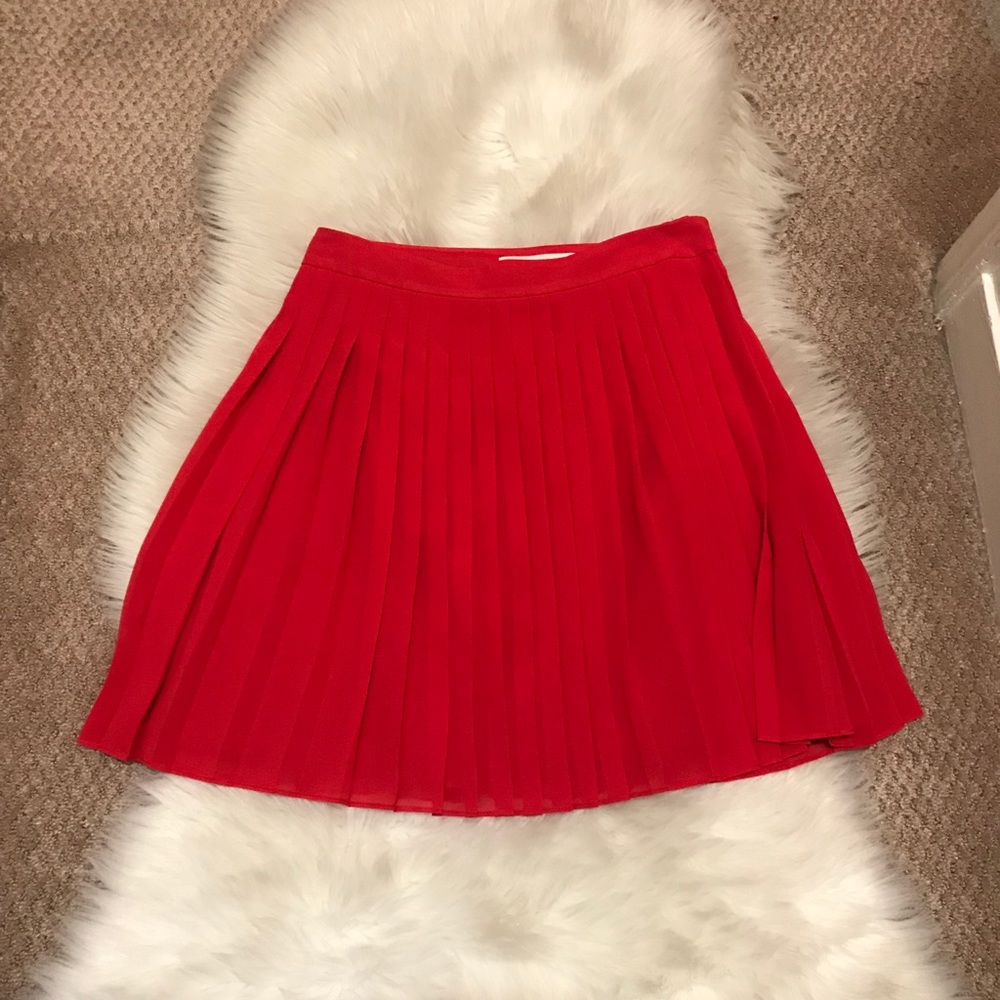 NWOT Ann Taylor Loft red pleated skater skirt A Line skirt size 2 - Picture 4 of 7